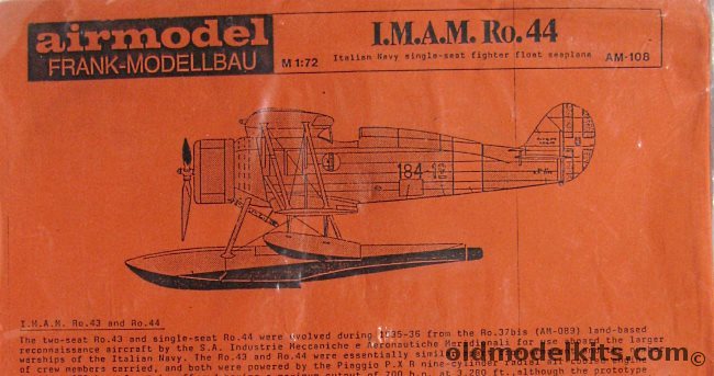 Airmodel 1/72 IMAM Ro-44 with Resin Details - Bagged, AM-108 plastic model kit